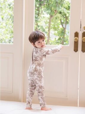Neutral Tie-Dye Toddler Pajama pants - Taupe & White